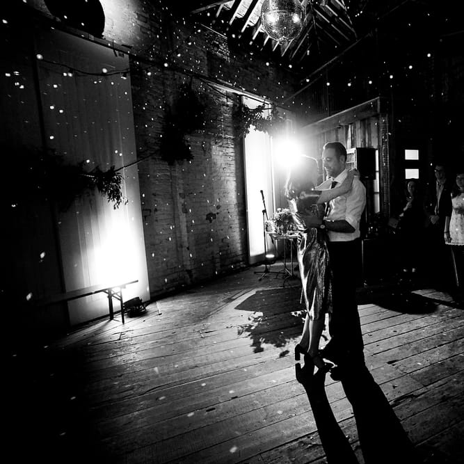 Bride In Metallic Dress For Reception // Relaxed Foodie Wedding At Brixton East Dita Rosted Events Worm London Floral Design