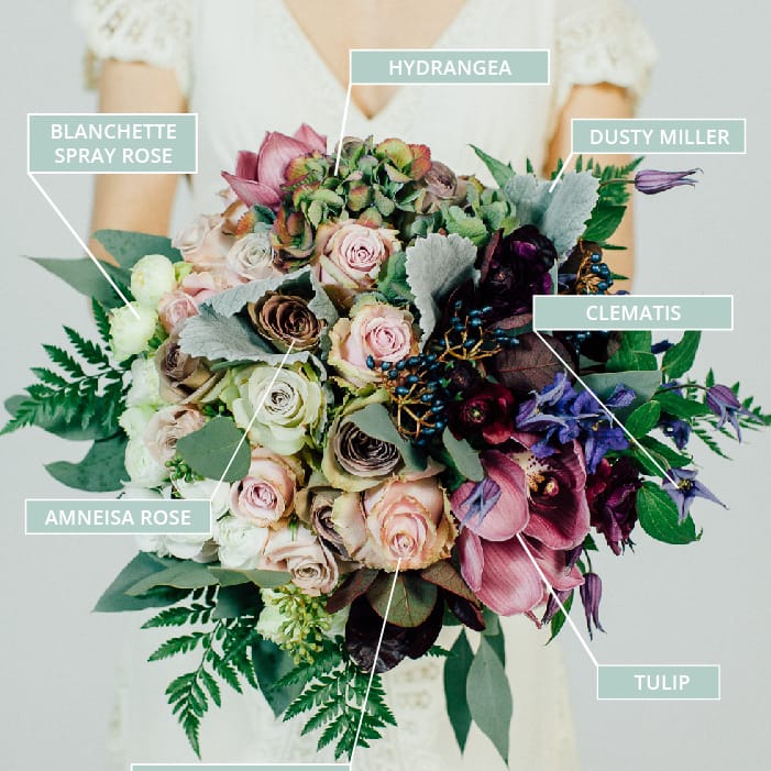 Hand Tied Autumn & Fall Wedding Bouquet Berry Tones & Roses & Foliage
