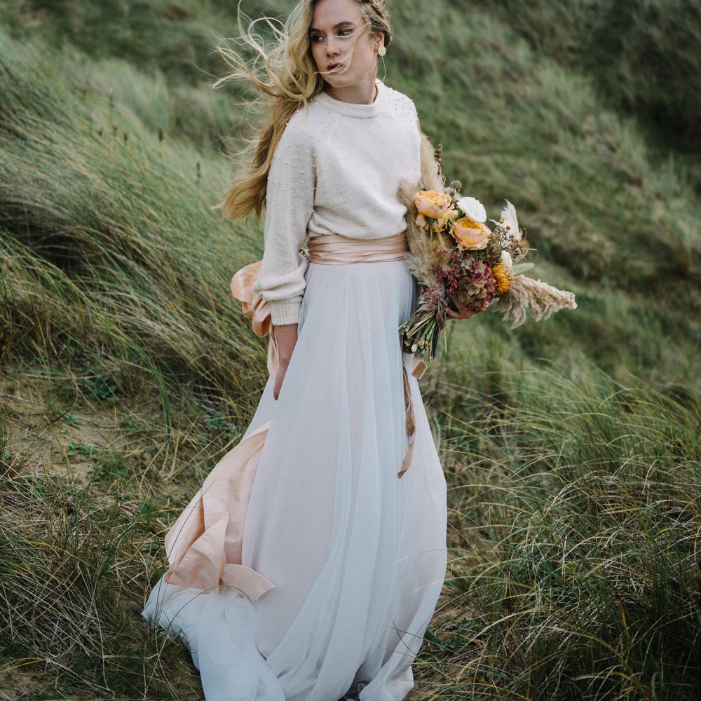 Autumnal Wedding Inspiration At The Coast With Pampas Grass Moon Gate & Drip Icing Cake With Images From Olivia Bossert Photography & Styling By The Artful Event Co