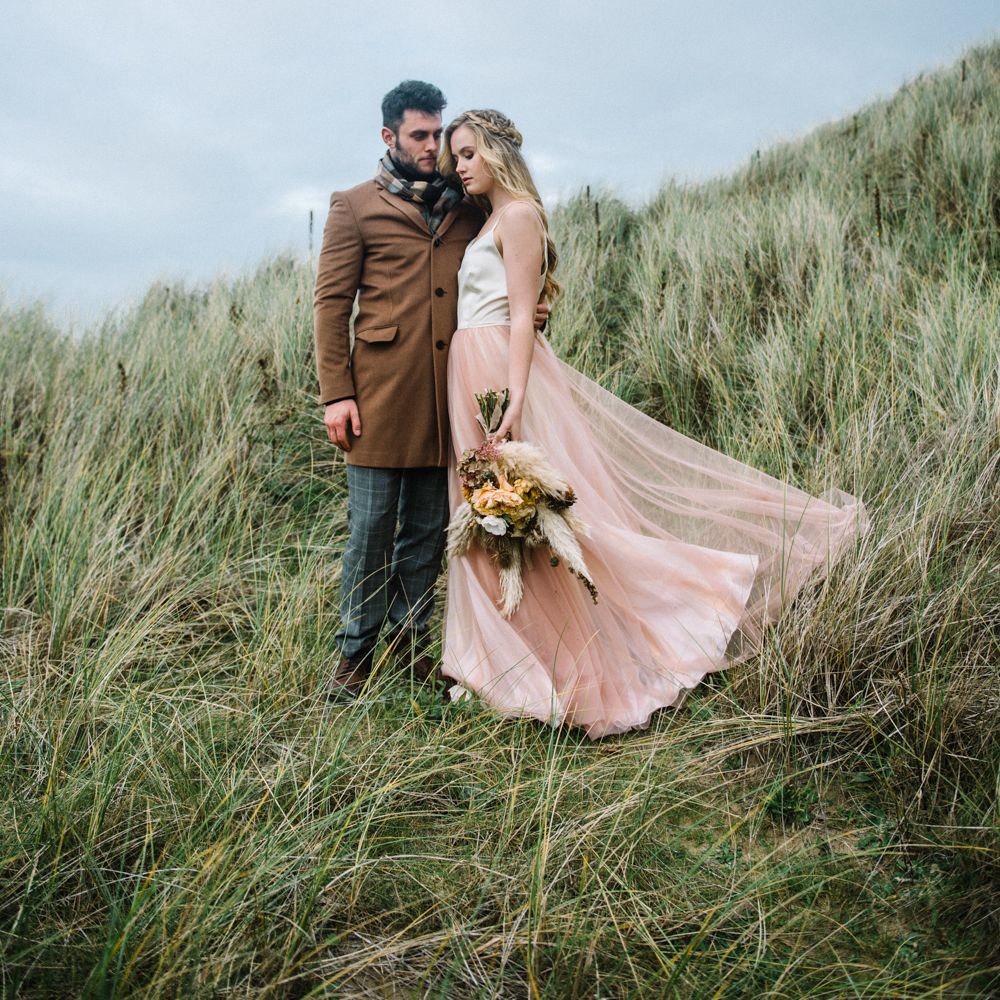 Autumnal Wedding Inspiration At The Coast With Pampas Grass Moon Gate & Drip Icing Cake With Images From Olivia Bossert Photography & Styling By The Artful Event Co