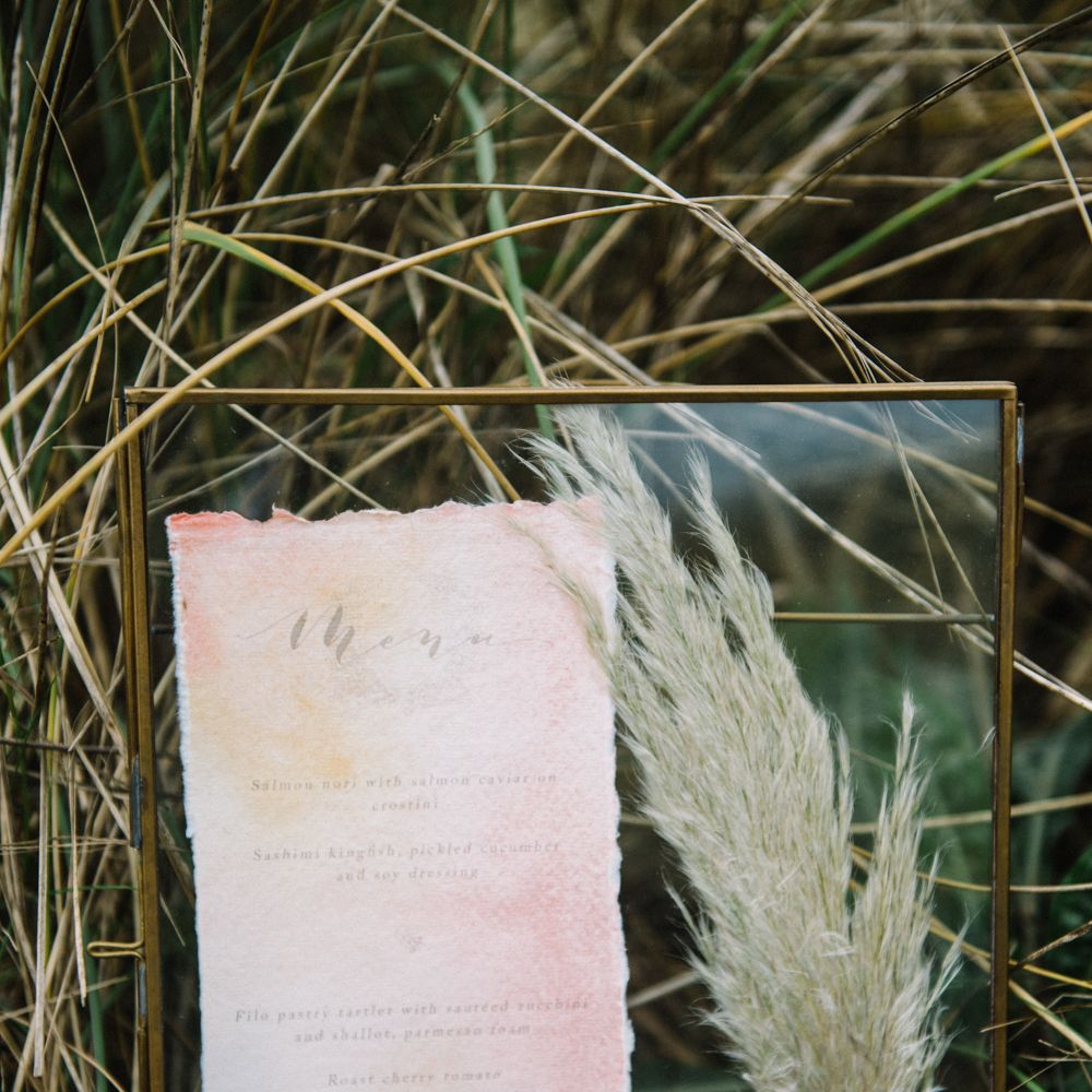 Autumnal Wedding Inspiration At The Coast With Pampas Grass Moon Gate & Drip Icing Cake With Images From Olivia Bossert Photography & Styling By The Artful Event Co