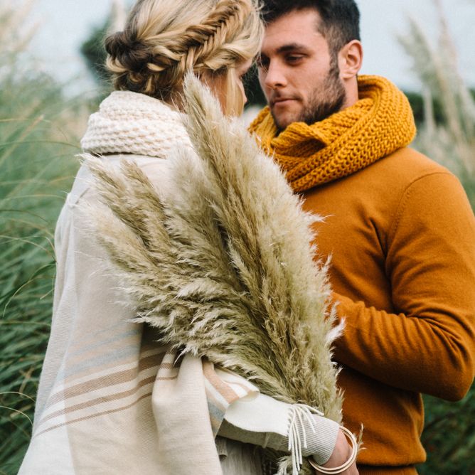 Autumnal Wedding Inspiration At The Coast With Pampas Grass Moon Gate & Drip Icing Cake With Images From Olivia Bossert Photography & Styling By The Artful Event Co