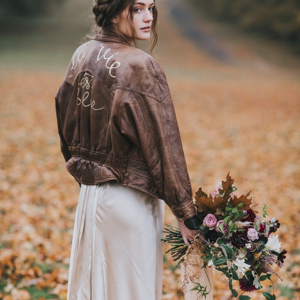 Bride in Leather Jacket