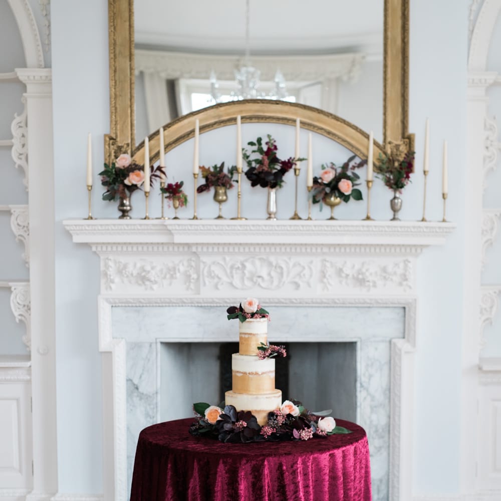 Vanilla Pod Bakery Wedding Cake | Autumnal Decadence Wedding Inspiration at Twyning Park Styled by For The Love of Weddings | Red, Gold & Blush Colour Scheme | Captured by Katrina Photography