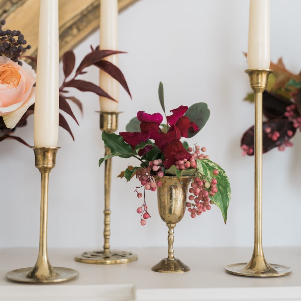 Candle Stick Wedding Decor | Autumnal Decadence Wedding Inspiration at Twyning Park Styled by For The Love of Weddings | Red, Gold & Blush Colour Scheme | Captured by Katrina Photography
