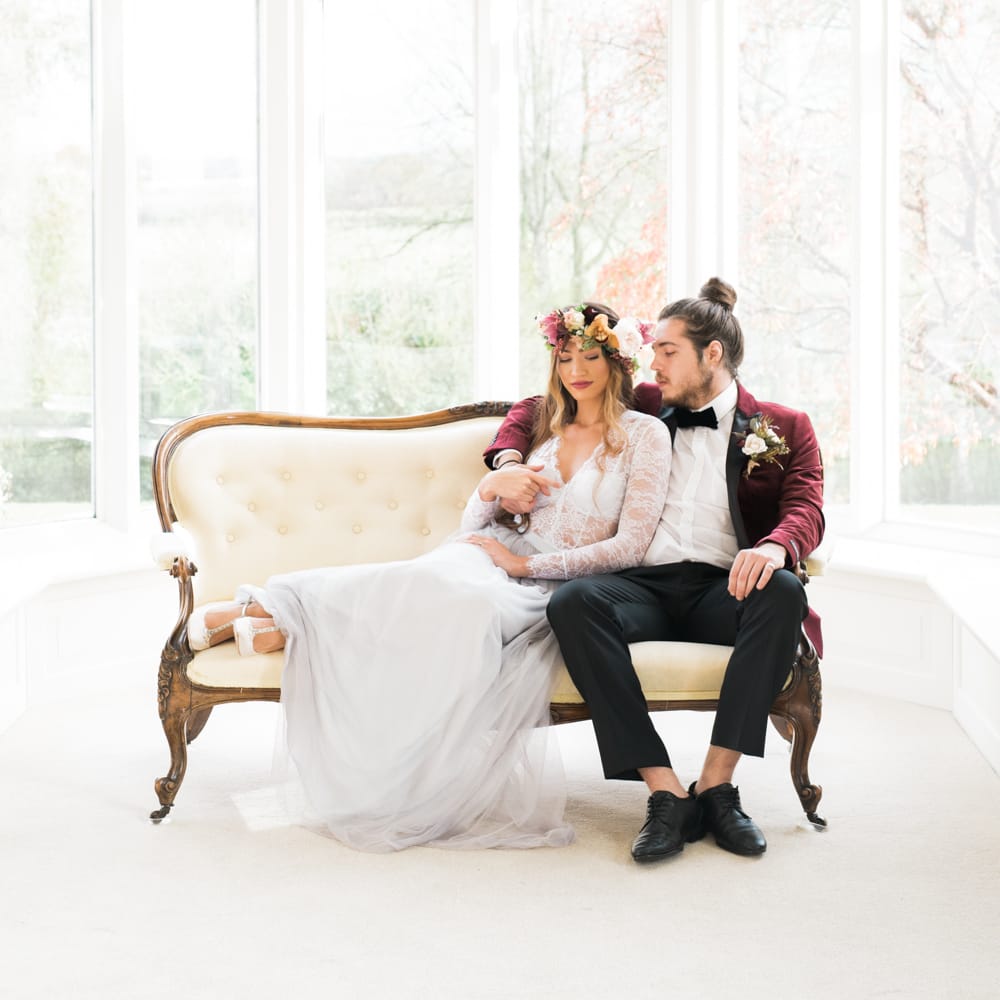Bride & Groom | Autumnal Decadence Wedding Inspiration at Twyning Park Styled by For The Love of Weddings | Red, Gold & Blush Colour Scheme | Captured by Katrina Photography