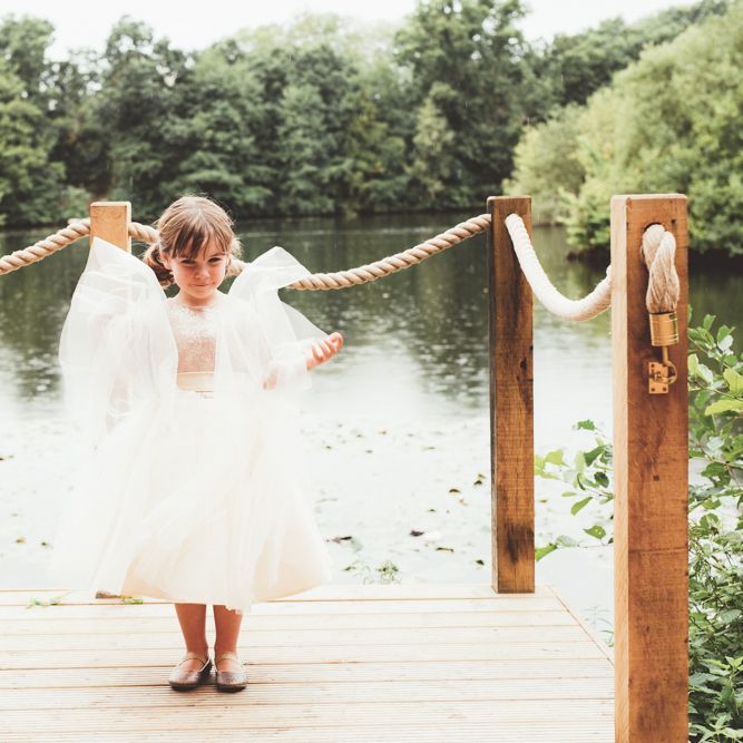 Flower Girl In Tulle Skirt With Bow