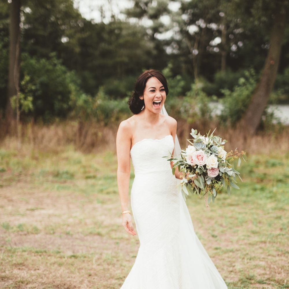 Bride In Watters Wedding Dress