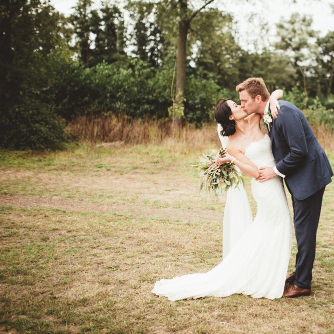 Bride In Watters Wedding Dress