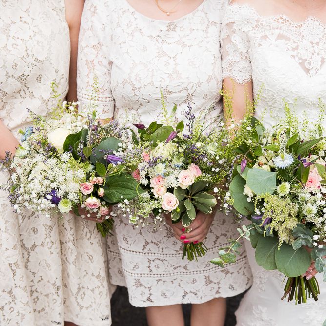 Romantic Flower & Foliage Bouquets | Coastal Wedding at Driftwood Spas St Agnes, Cornwall | Jessica Grace Photography