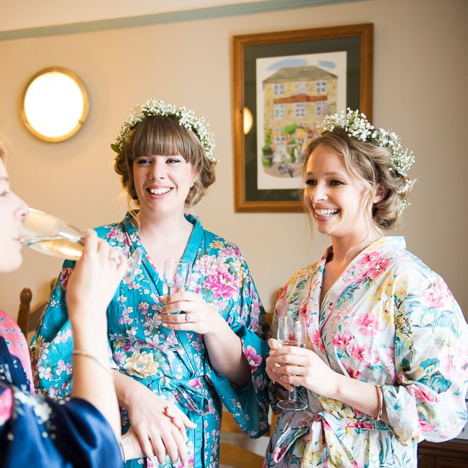 Bridal Party Wedding Morning Preparations | Flower Crowns | Coastal Wedding at Driftwood Spas St Agnes, Cornwall | Jessica Grace Photography