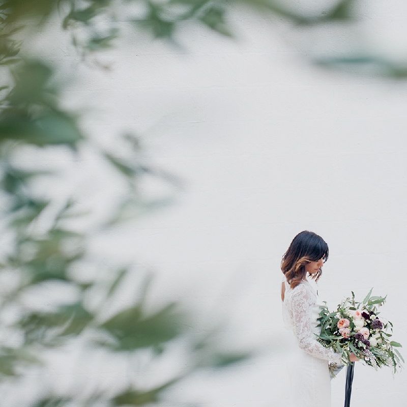 Oversized Wedding Bouquet With Plum Colour Accents And Silk Ribbon