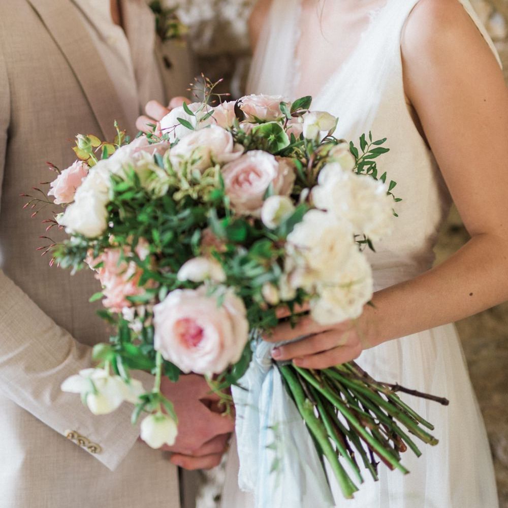 Blush Pink Bridal Bouquet | Romantic Blush Wedding Inspiration by The Wedding Stylist at Notley Abbey with Joanna Truby Flowers | Emma Pilkington Photography | Opaline Films