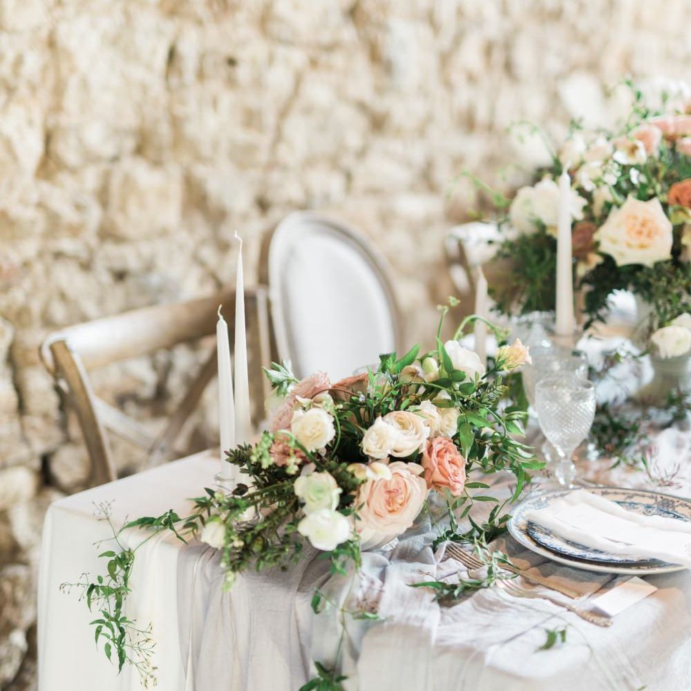 Tablescape | Romantic Blush Wedding Inspiration by The Wedding Stylist at Notley Abbey with Joanna Truby Flowers | Emma Pilkington Photography | Opaline Films