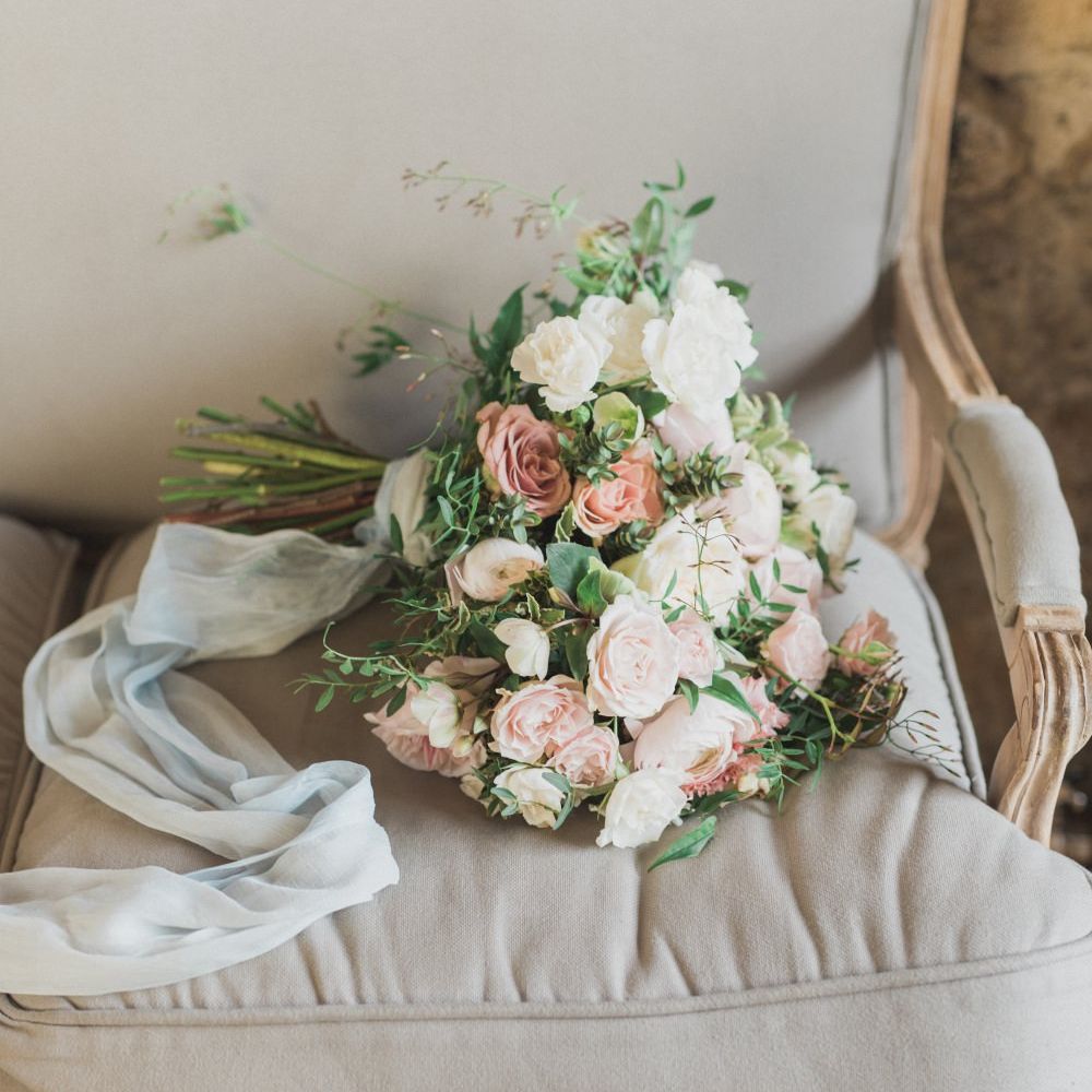 Blush Pink Bridal Bouquet | Romantic Blush Wedding Inspiration by The Wedding Stylist at Notley Abbey with Joanna Truby Flowers | Emma Pilkington Photography | Opaline Films