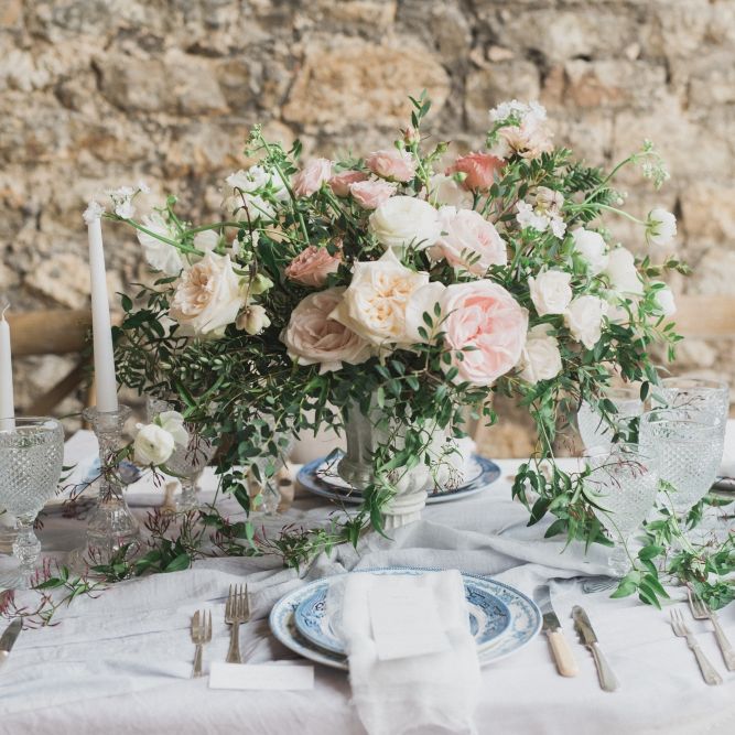 Tablescape | Romantic Blush Wedding Inspiration by The Wedding Stylist at Notley Abbey with Joanna Truby Flowers | Emma Pilkington Photography | Opaline Films