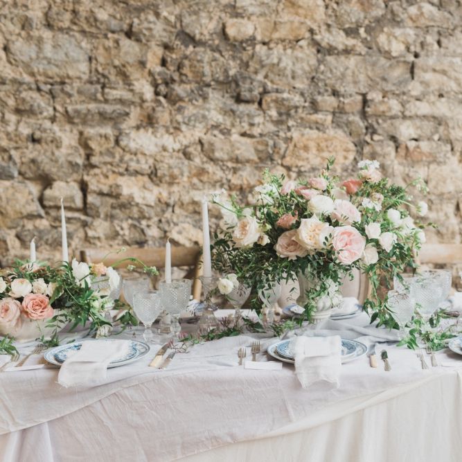 Tablescape | Romantic Blush Wedding Inspiration by The Wedding Stylist at Notley Abbey with Joanna Truby Flowers | Emma Pilkington Photography | Opaline Films