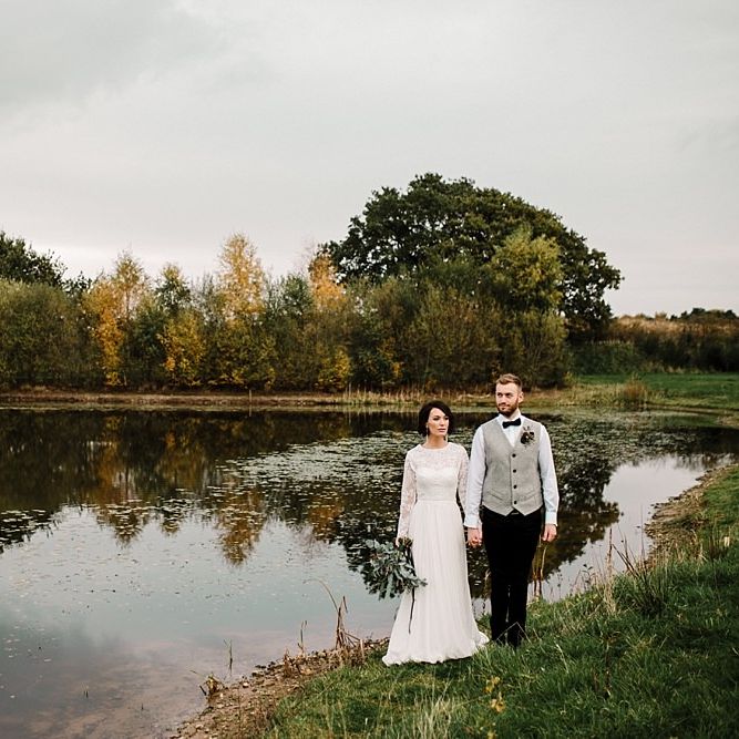 Boho Bride in Shikoba Bride Wedding Dress | Groom in Kaye Hannabuss Textiles Grey Waitcoat | Boho Winter Tipi Wedding Inspiration | Styling & Concept by Pretty Creative | Amy Faith Photography