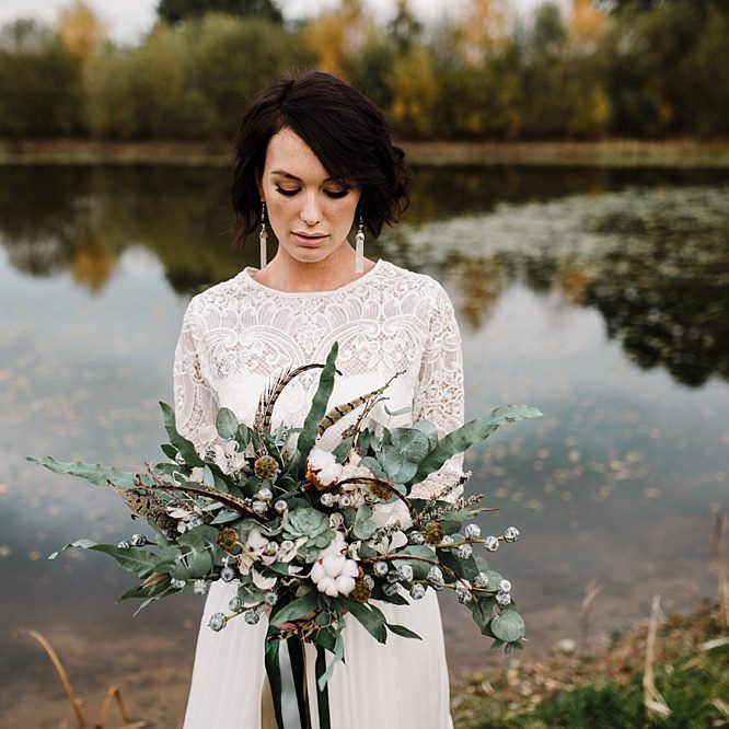 Boho Bride in Shikoba Bride Wedding Dress | Boho Winter Tipi Wedding Inspiration | Styling & Concept by Pretty Creative | Amy Faith Photography