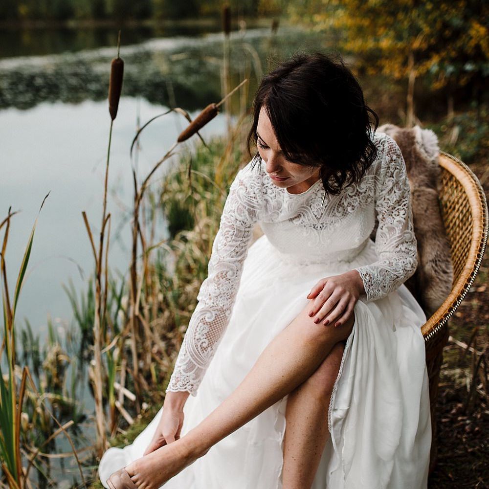 Winter Bouquet | Eucalyptus | Succulents | Pheasant Feather | Boho Bride in Shikoba Bride Wedding Dress | Boho Winter Tipi Wedding Inspiration | Styling & Concept by Pretty Creative | Amy Faith Photography