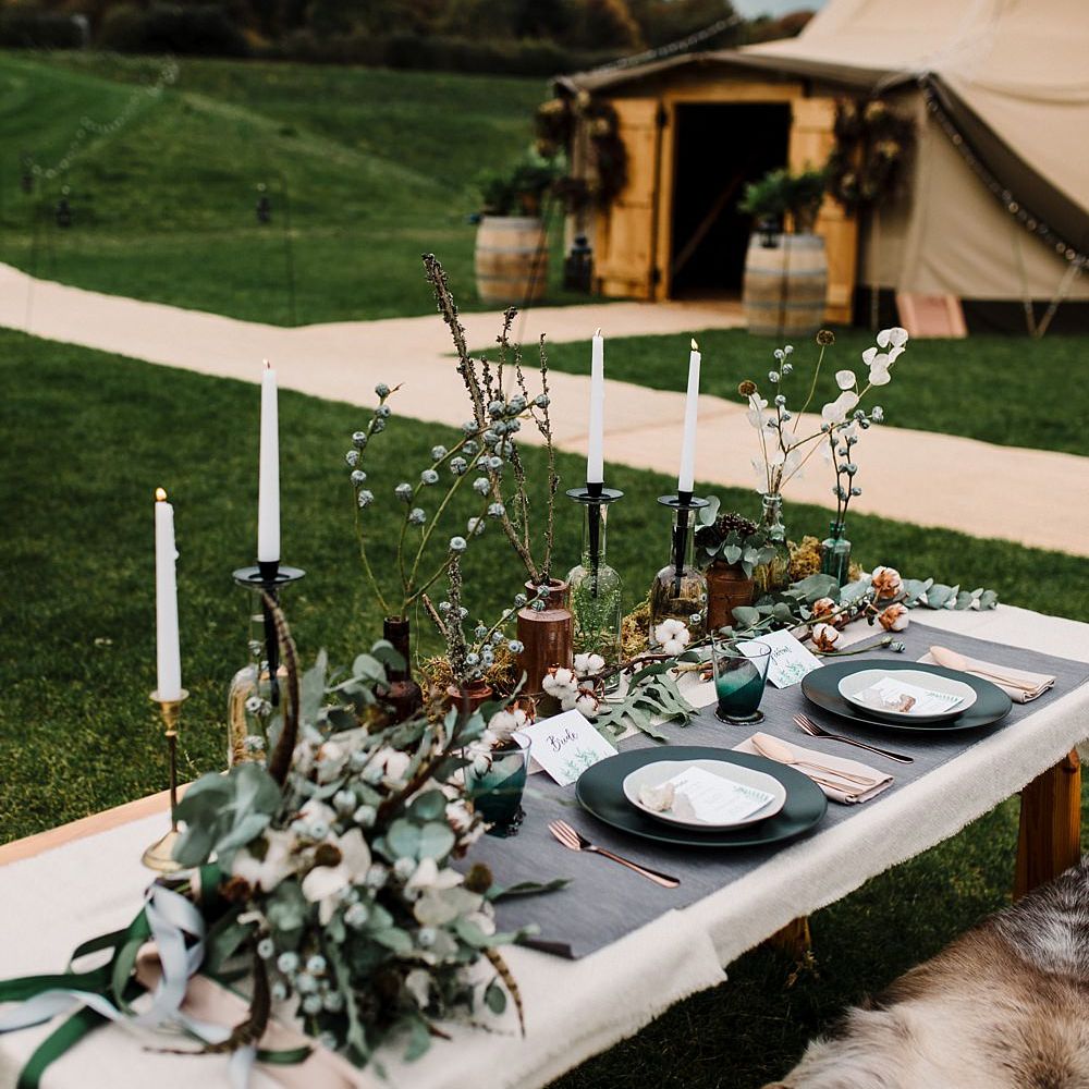 Winter Tablescape with Nordic Touches | Hattie Boo Designs Wedding Stationery | Boho Winter Tipi Wedding Inspiration | Styling & Concept by Pretty Creative | Amy Faith Photography