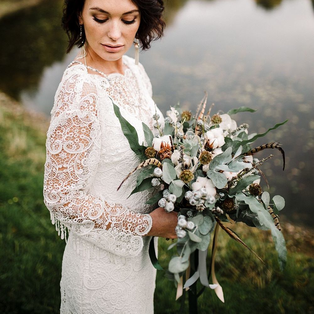 Boho Bride in Shikoba Bride Wedding Dress | Boho Winter Tipi Wedding Inspiration | Styling & Concept by Pretty Creative | Amy Faith Photography