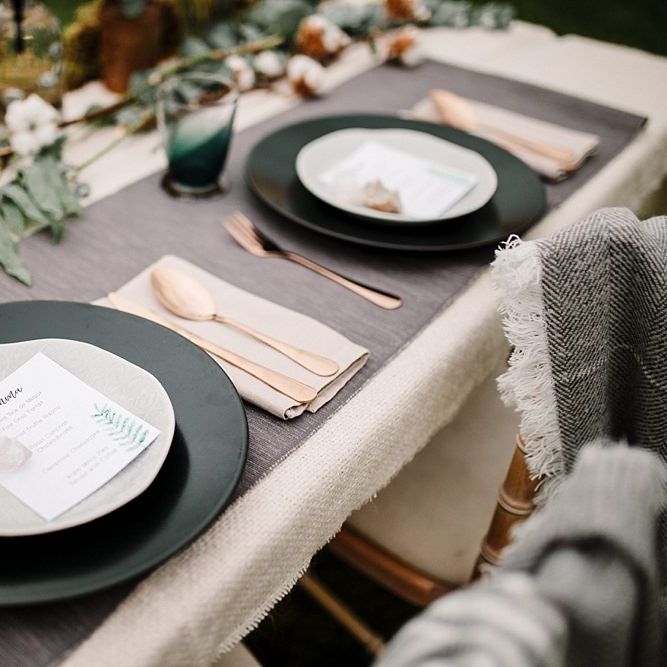Place Settings | Hattie Boo Designs Wedding Stationery | Boho Winter Tipi Wedding Inspiration | Styling & Concept by Pretty Creative | Amy Faith Photography