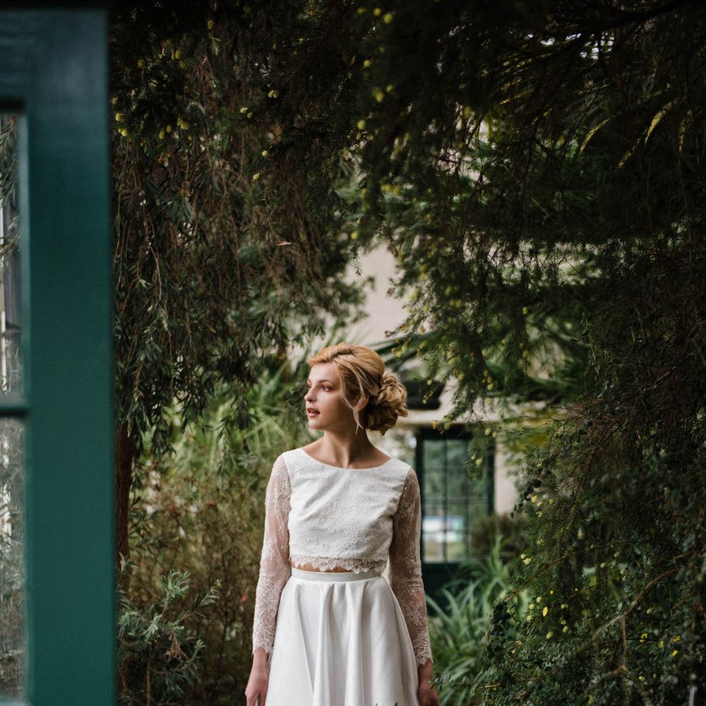 Bridal Separates By KMR Bespoke Bridal | Bright Wedding Bouquet | Sheffield Botanical Gardens | Sarah Folega Fine Art Photography