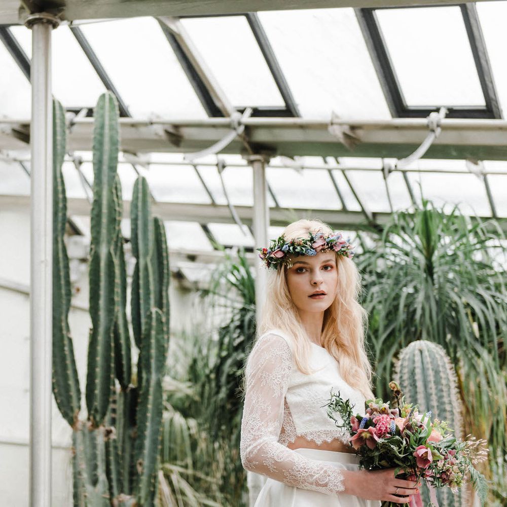 Bridal Separates By KMR Bespoke Bridal | Bright Wedding Bouquet | Sheffield Botanical Gardens | Sarah Folega Fine Art Photography