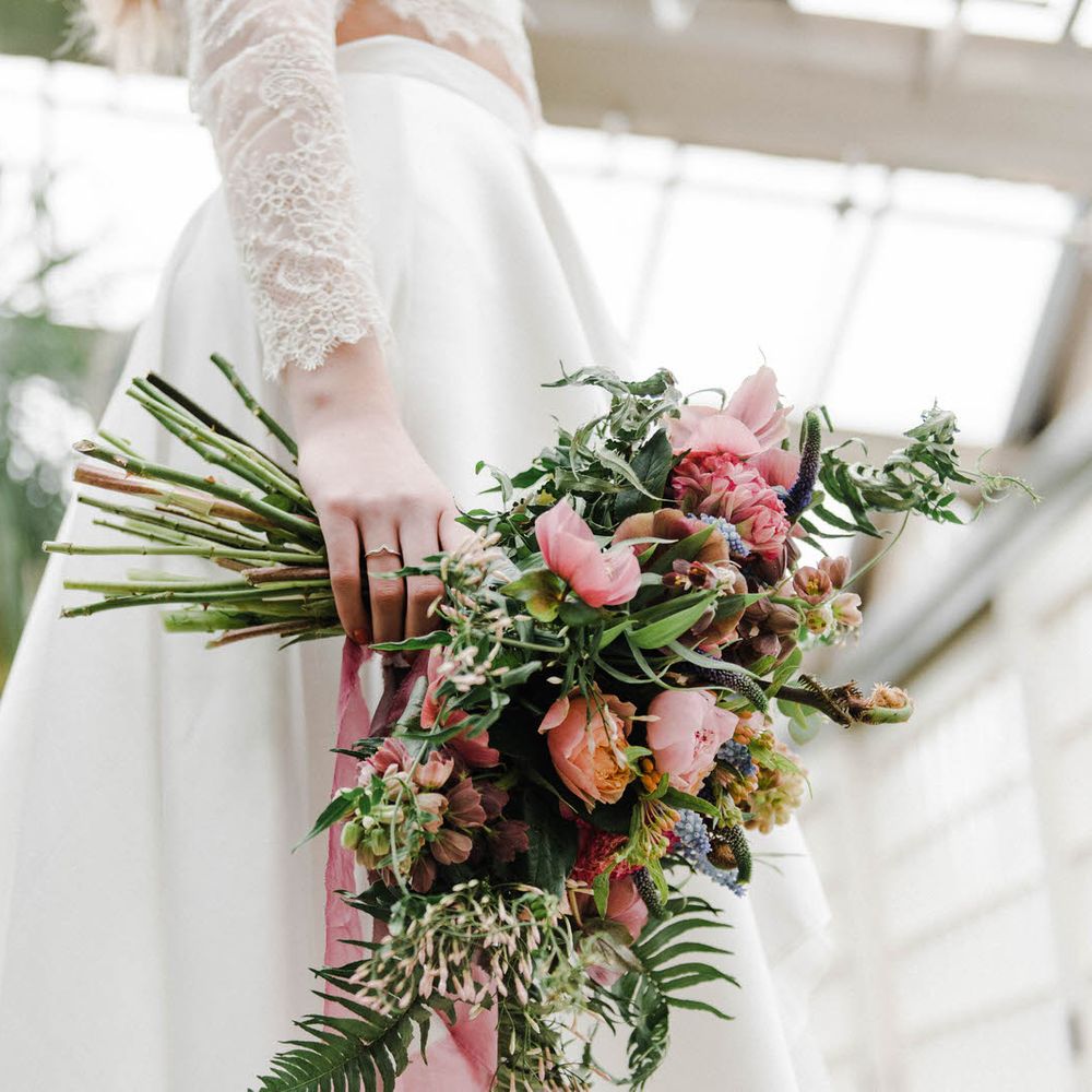 Bridal Separates By KMR Bespoke Bridal | Bright Wedding Bouquet | Sheffield Botanical Gardens | Sarah Folega Fine Art Photography