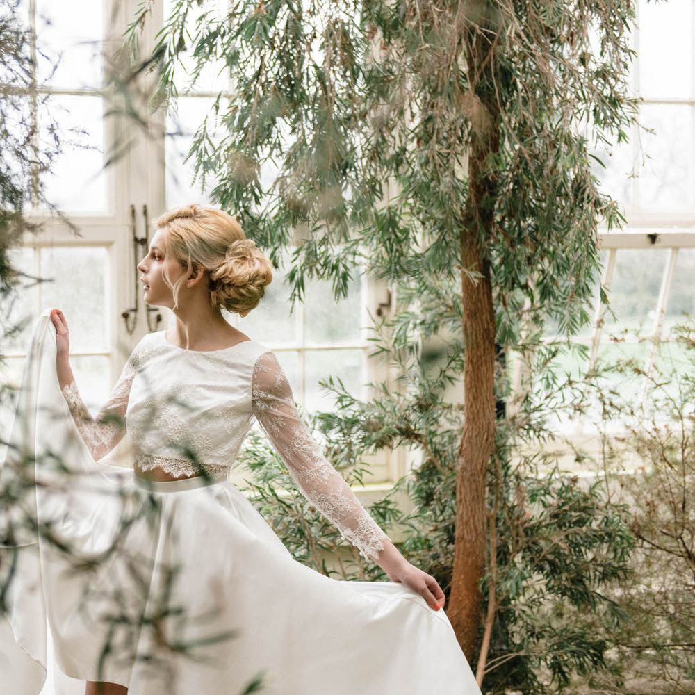 Bridal Separates By KMR Bespoke Bridal | Bright Wedding Bouquet | Sheffield Botanical Gardens | Sarah Folega Fine Art Photography