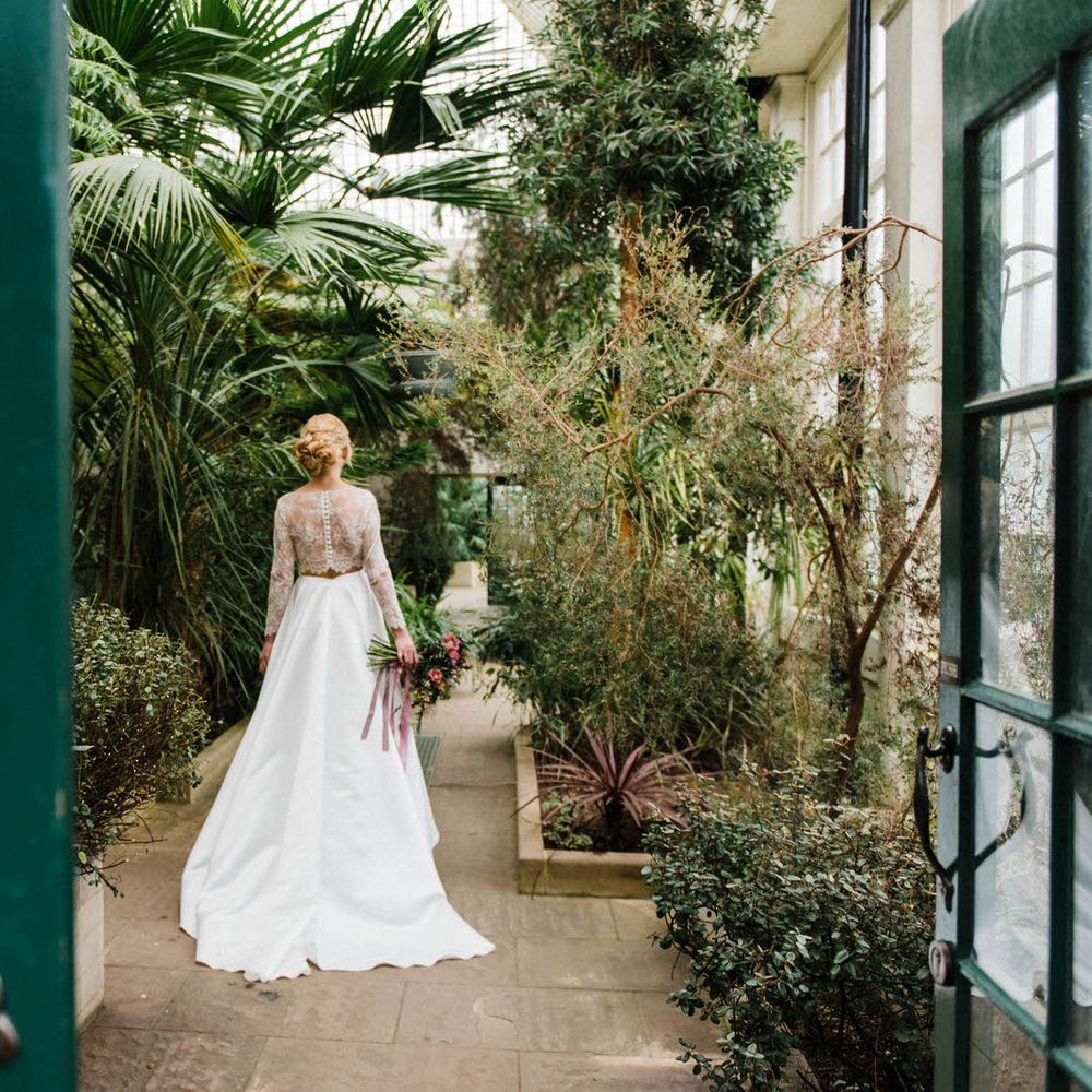 Bridal Separates By KMR Bespoke Bridal | Bright Wedding Bouquet | Sheffield Botanical Gardens | Sarah Folega Fine Art Photography