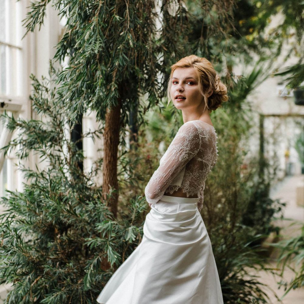 Bridal Separates By KMR Bespoke Bridal | Bright Wedding Bouquet | Sheffield Botanical Gardens | Sarah Folega Fine Art Photography
