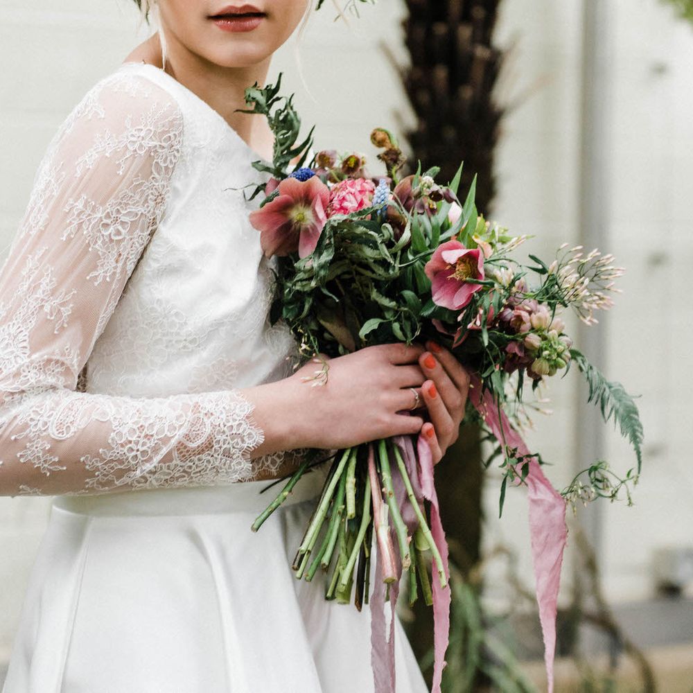 Bridal Separates By KMR Bespoke Bridal | Bright Wedding Bouquet | Sheffield Botanical Gardens | Sarah Folega Fine Art Photography