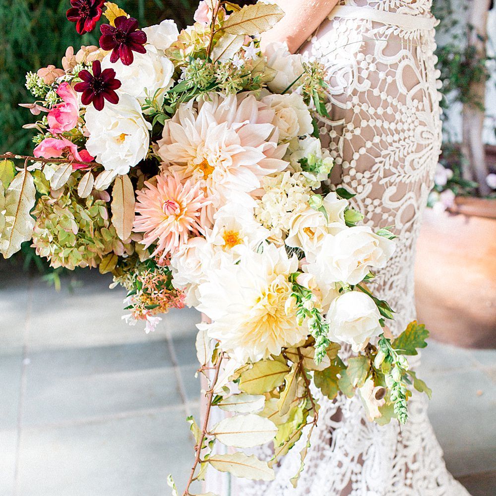 Floribunda Rose Dahlia Bridal Bouquet | Botanical Boho Luxe Inspiration | Philippa Sian Photography