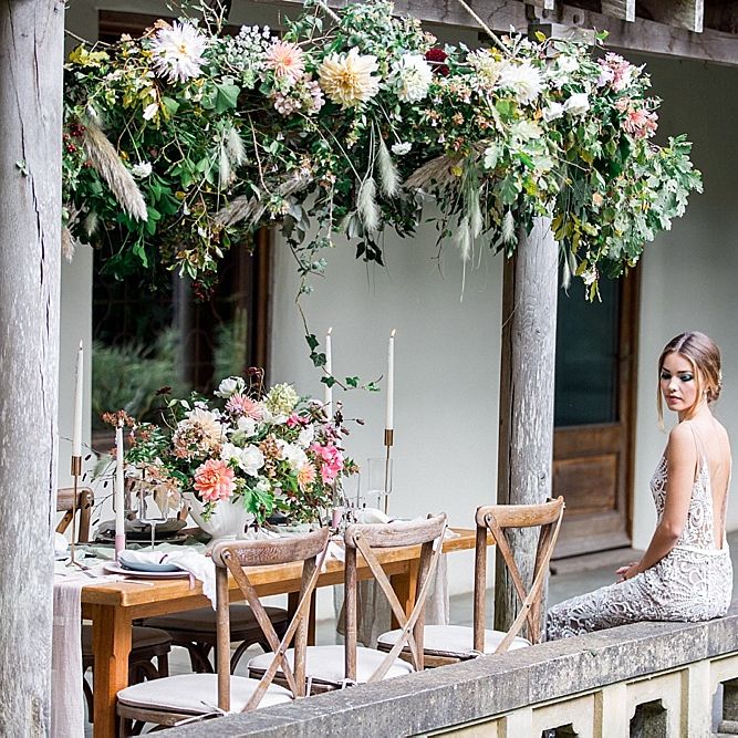 Flower Installation & Tablescape | Botanical Boho Luxe Inspiration | Philippa Sian Photography