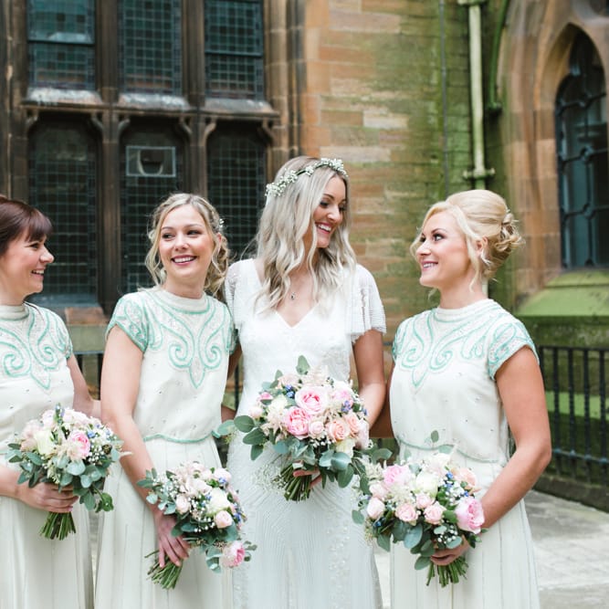 Bridesmaids in Frock & Frill ASOS Mint Green Dresses | Bride in Eliza Jane Howell Wilma Wedding Dress | The Gibson's Photography | Second Shooter Martin Venherm | White Balloon Films