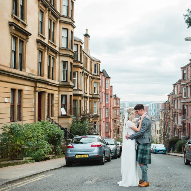 Bride in Eliza Jane Howell Wilma Wedding Dress | Groom in Kilt | The Gibson's Photography | Second Shooter Martin Venherm | White Balloon Films