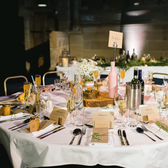 Rustic Tree Slice & Jars Centrepiece | The Gibson's Photography | Second Shooter Martin Venherm | White Balloon Films