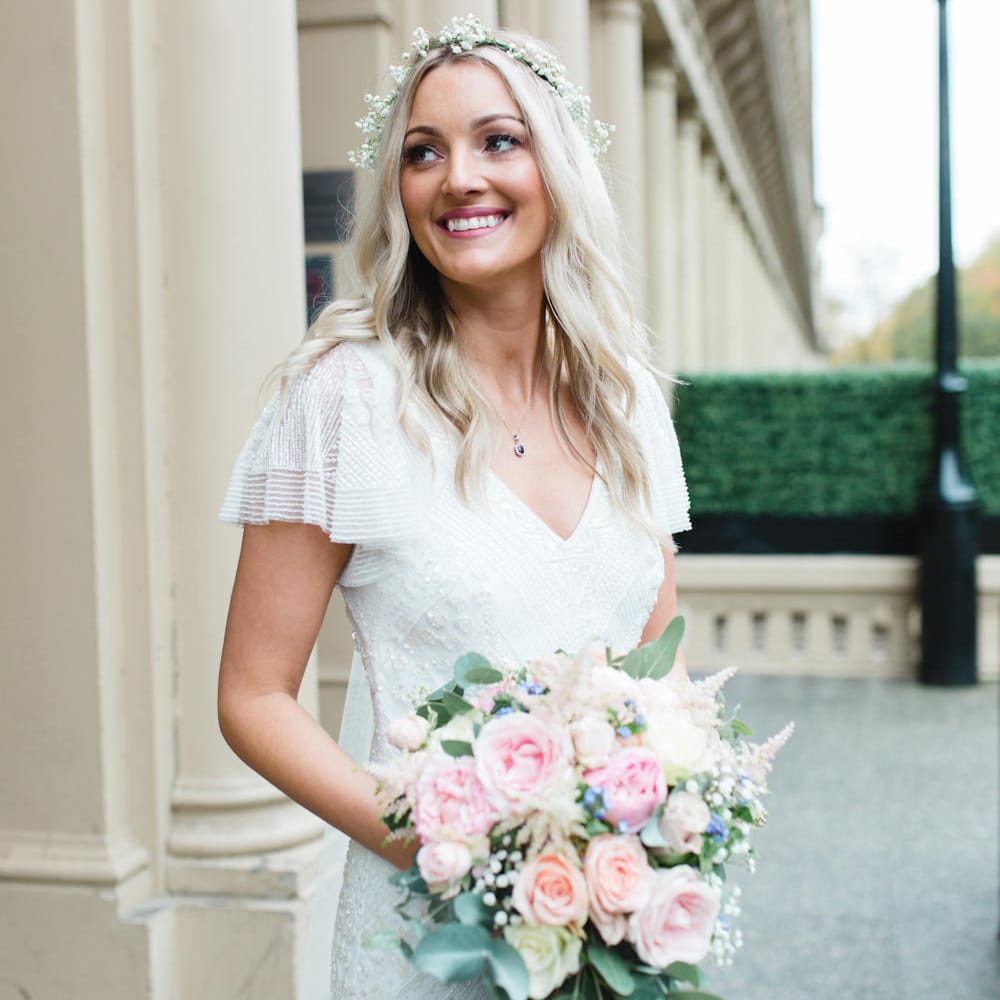 Bride in Eliza Jane Howell Wilma Wedding Dress | The Gibson's Photography | Second Shooter Martin Venherm | White Balloon Films