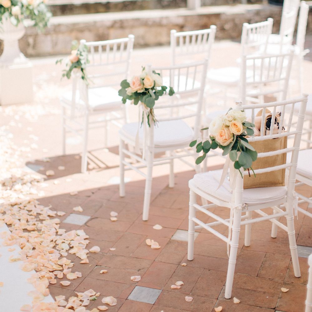 Peach Rose Petal Aisle
