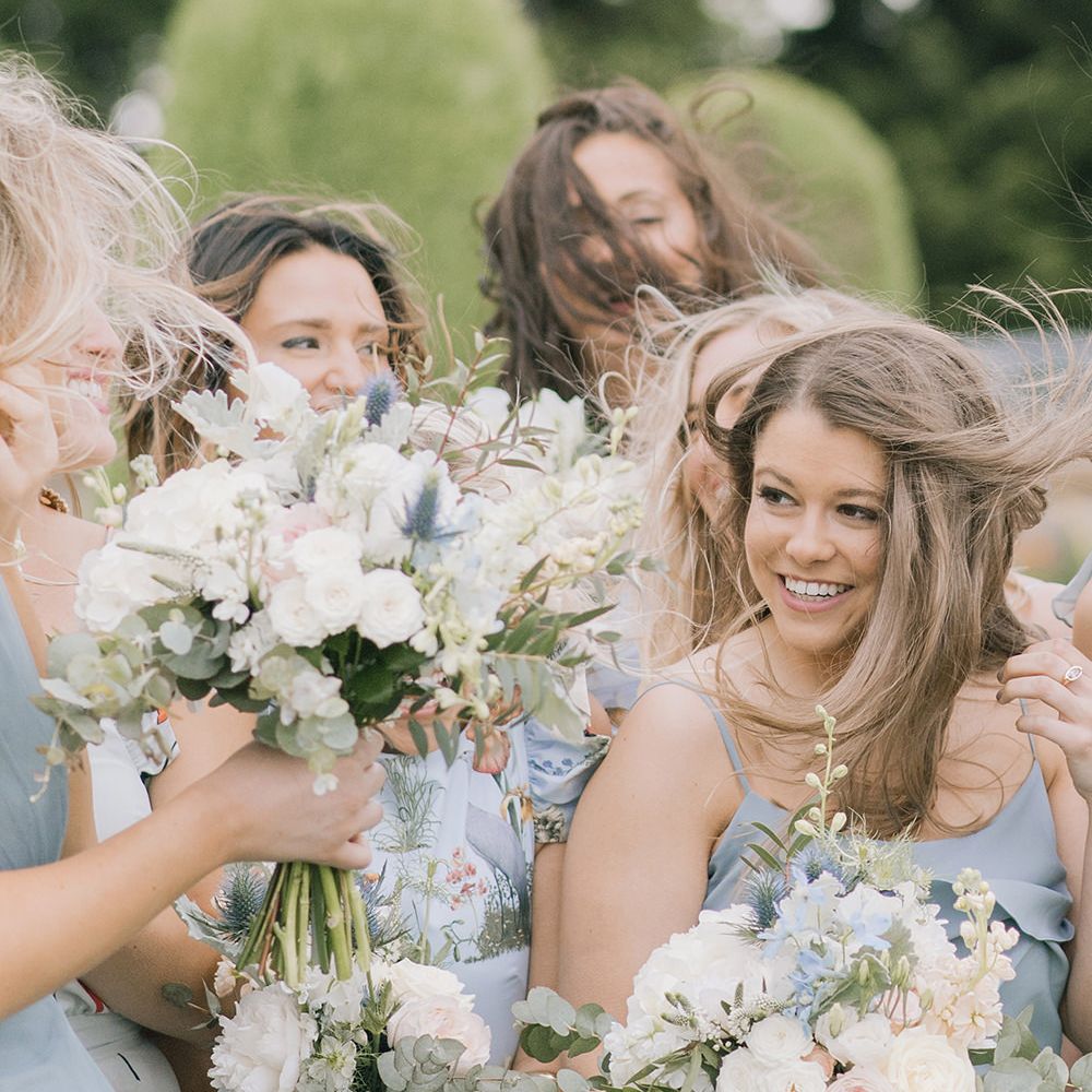 Bridesmaids | Classic Blue & White Wedding at Prestwold Hall in Loughborough | Georgina Harrison Photography