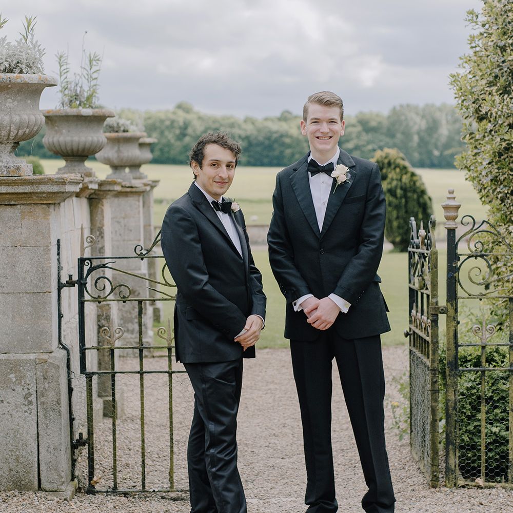 Classic Black Tie Wedding Suits | Classic Blue & White Wedding at Prestwold Hall in Loughborough | Georgina Harrison Photography