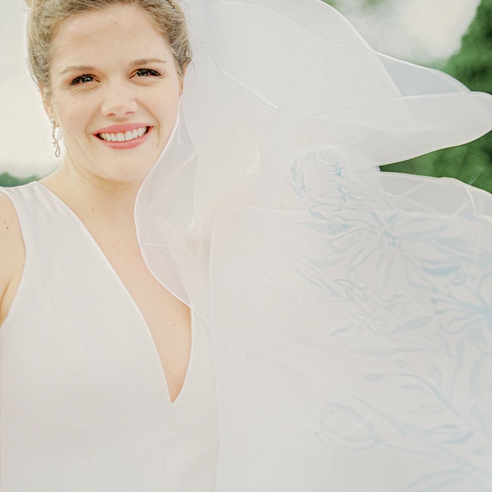 Bride in Dee Hutton Gown | Classic Blue & White Wedding at Prestwold Hall in Loughborough | Georgina Harrison Photography