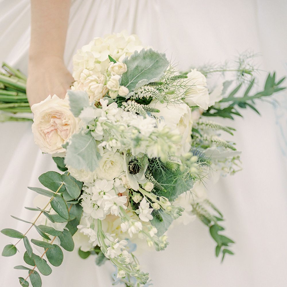 Romantic Bouquet | Classic Blue & White Wedding at Prestwold Hall in Loughborough | Georgina Harrison Photography