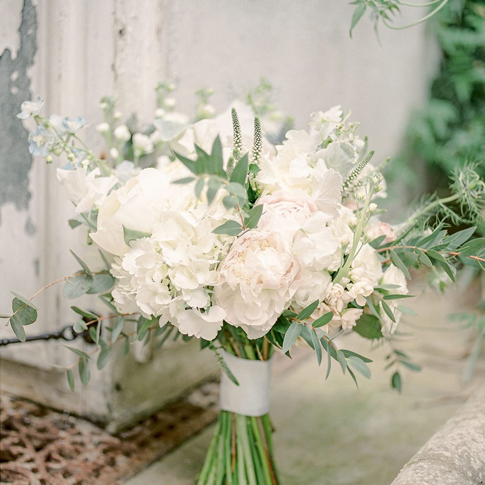 Romantic Wedding Bouquet | Classic Blue & White Wedding at Prestwold Hall in Loughborough | Georgina Harrison Photography