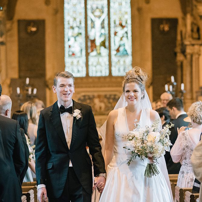 Church Wedding Ceremony | Classic Blue & White Wedding at Prestwold Hall in Loughborough | Georgina Harrison Photography