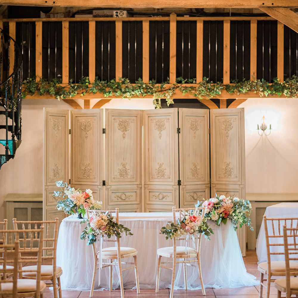 Aisle & Altar | Wedding Ceremony | Pink & Coral Country Wedding at Crabbs Barn, Essex | Kathryn Hopkins Photography | Film by Colbridge Media Services Ltd