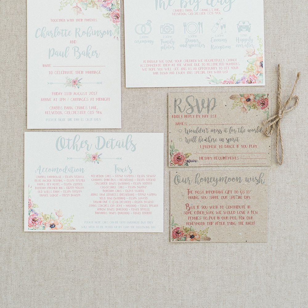 Pastel Wedding Stationery | Pink & Coral Country Wedding at Crabbs Barn, Essex | Kathryn Hopkins Photography | Film by Colbridge Media Services Ltd