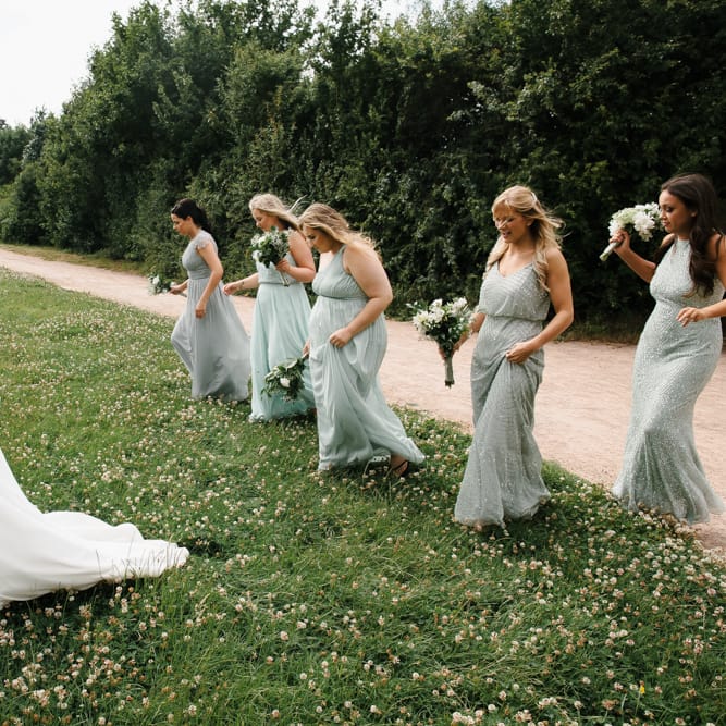 Thames Chase Community Centre Wedding With Bride In Sequinned Justin Alexander Dress & Bridesmaids In Mint Green With Images From Chris Barber